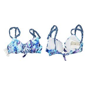 Tommy Bahama Aqua Petals Underwire Bra Sized Swimwear Loop Strap Bikini Top NWT